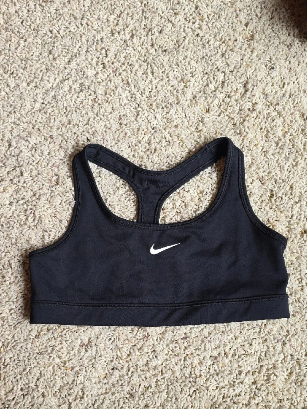 Nike Black Racerback Sports Bra with White Swoosh